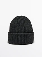 Ribbed beanie with turn-up detail