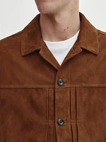 Suede leather jacket with pockets