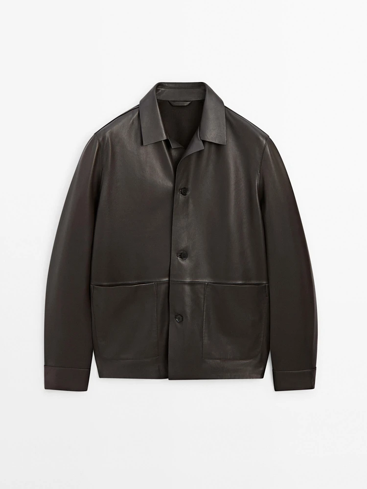 Veste poches plaquées cuir nappa