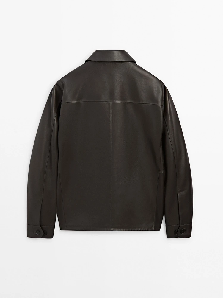 Veste poches plaquées cuir nappa