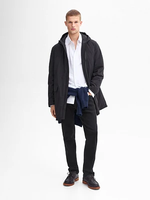 Hooded down and feather puffer jacket