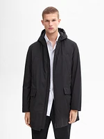 Hooded down and feather puffer jacket