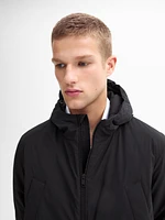 Hooded down and feather puffer jacket