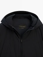 Hooded down and feather puffer jacket