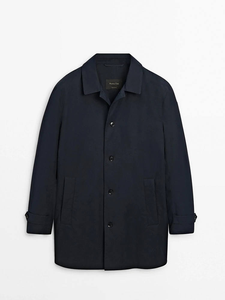 Cotton blend technical trench coat