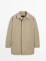 Short cotton blend trench jacket