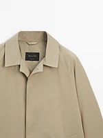 Short cotton blend trench jacket