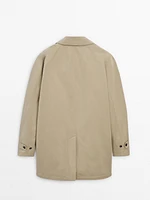 Short cotton blend trench jacket