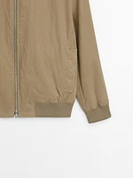 Cotton blend jacket with zip