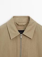 Cotton blend jacket with zip