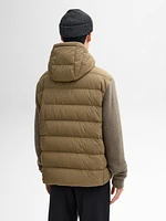 Puffer jacket with contrast knit detail