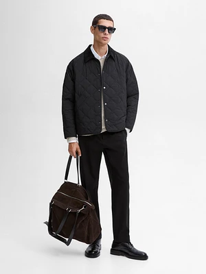 Lightweight quilted jacket with corduroy detail