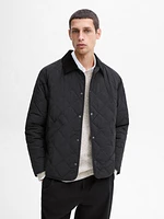 Lightweight quilted jacket with corduroy detail