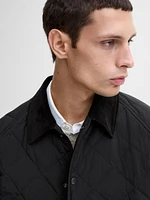 Lightweight quilted jacket with corduroy detail