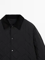 Lightweight quilted jacket with corduroy detail