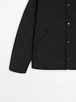 Lightweight quilted jacket with corduroy detail