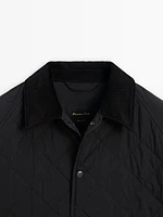 Lightweight quilted jacket with corduroy detail