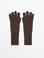 Long thin wool blend gloves