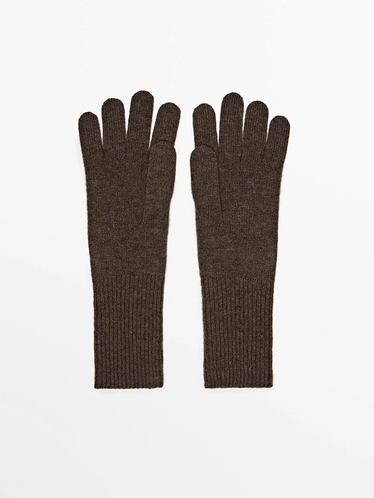 Long thin wool blend gloves