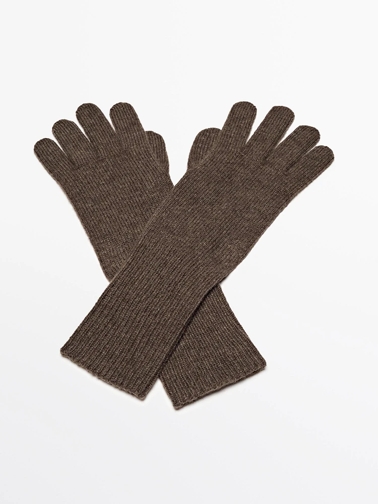 Long thin wool blend gloves