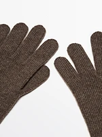 Long thin wool blend gloves