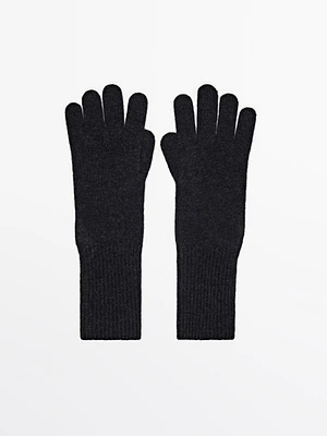 Long thin wool blend gloves