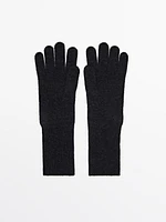 Long thin wool blend gloves