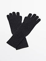 Long thin wool blend gloves