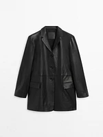 Oversize nappa leather blazer