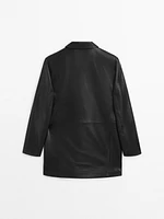 Oversize nappa leather blazer