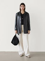 Blazer oversize en cuir nappa