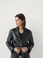 Oversize nappa leather blazer