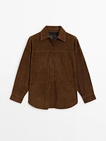 Oversize suede leather shirt