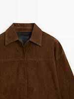 Oversize suede leather shirt