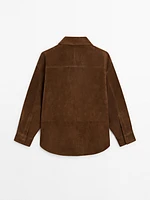 Oversize suede leather shirt