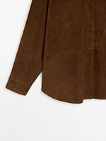 Oversize suede leather shirt