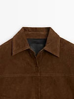 Oversize suede leather shirt