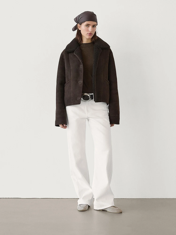 Shearling leather coat