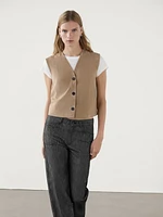 Suede leather waistcoat with buttons