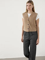 Suede leather waistcoat with buttons