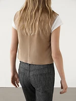 Suede leather waistcoat with buttons