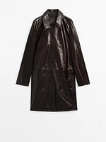 Nappa leather creased-effect coat