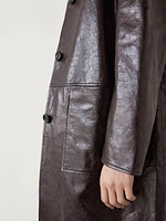 Nappa leather creased-effect coat