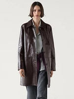 Nappa leather creased-effect coat