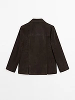 Suede leather blazer with pockets