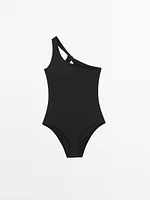 Plain asymmetric swimsuit