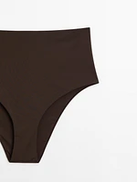 Textured high-waist bikini bottoms