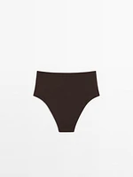 Textured high-waist bikini bottoms