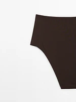 Textured high-waist bikini bottoms