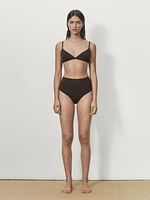 Textured high-waist bikini bottoms